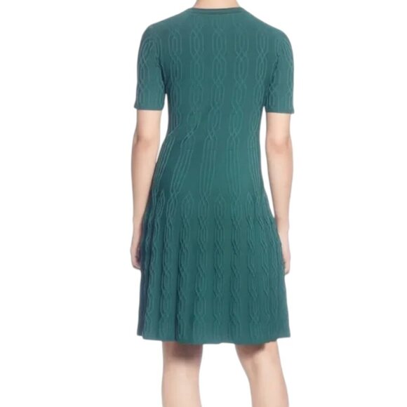 Catherine Malandrino Green Raised Graphic Knit Style Dress Sz L - Picture 2 of 10